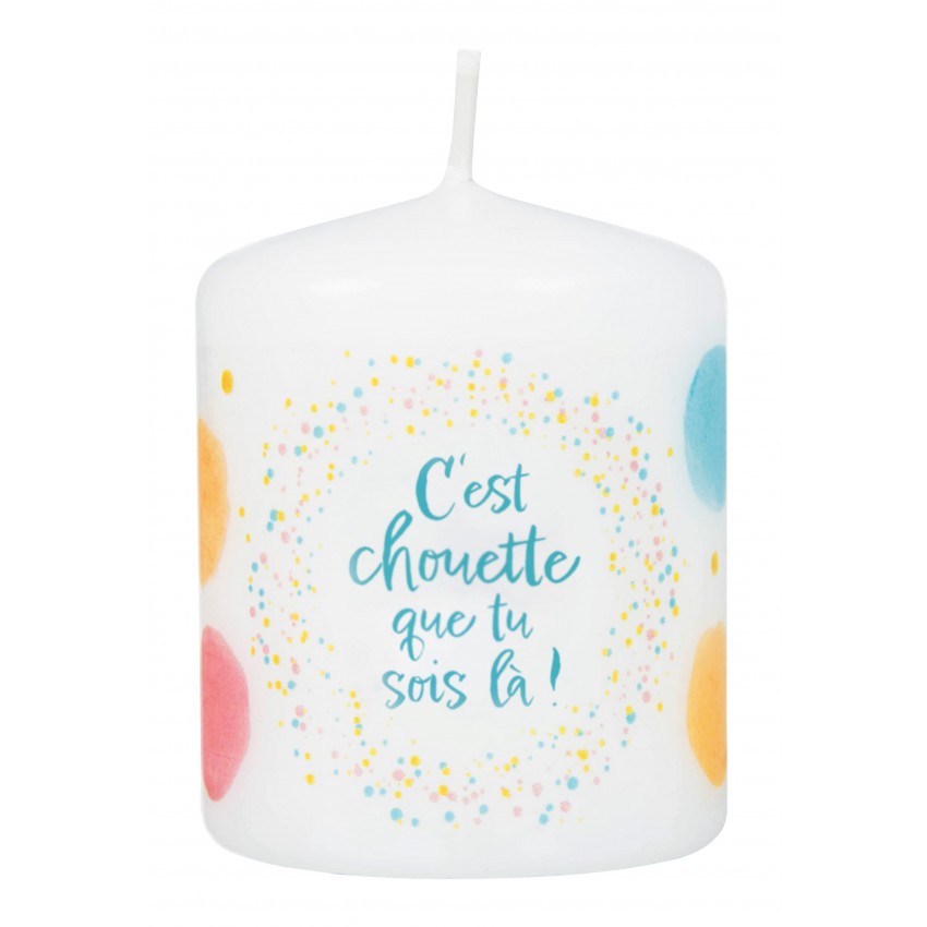 Petite bougie motif pois - C'est chouette que tu sois là