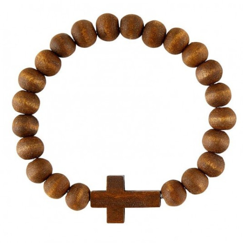 Bracelet Croix extensible - bois foncé