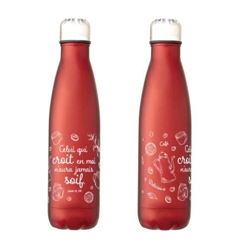 Bouteille isotherme "Celui qui croit en moi", rouge