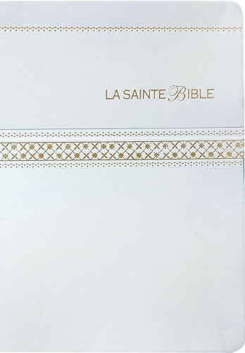Bible, Segond 1910, gros caractères, souple, similicuir blanc - paroles de Jésus en rouge,...