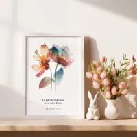 Cadre floral "La joie du Seigneur" - Format A4