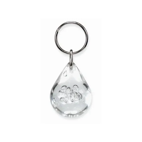 Porte-clés goutte d'eau "Dieu est la source la vie" Ps 36.10 - bleu ou transparent