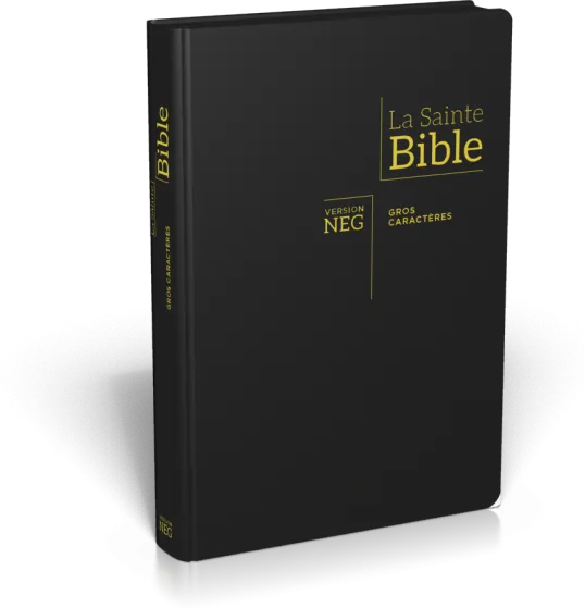 Bible Segond NEG, gros caractères, noire - Couverture souple, fibrocuir, tranche or, avec onglets...