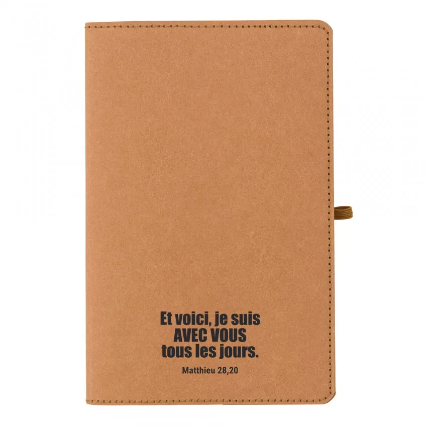 Carnet « Et voici, je suis avec vous tous les jours. » Matthieu 28.20 - en papier kraft lavé -...