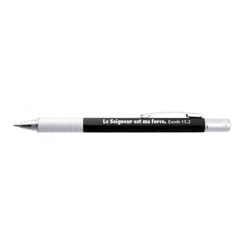 Stylo multi-outil noir « Le Seigneur est ma force »