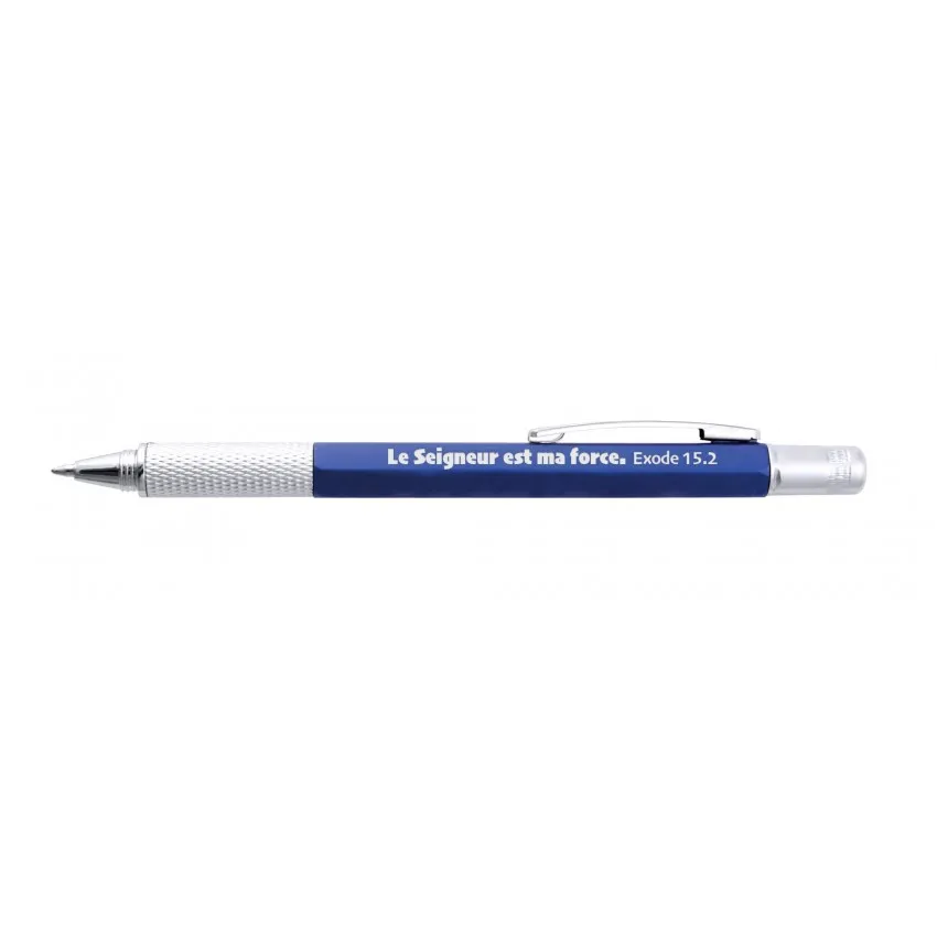 Stylo multi-outil bleu « Le Seigneur est ma force »