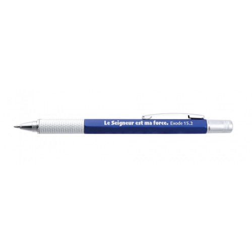 Stylo multi-outil bleu "Le Seigneur est ma force"