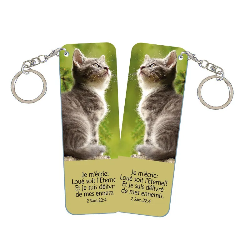 Porte-clés Chat alu - "Je m'écrie : Loué soit l'Eternel ! Et je suis délivré de mes ennemis." 2...