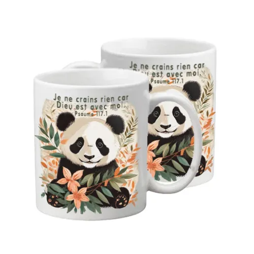 Tasse en plastique incassable pour enfants - Psaume 117.1 - Panda