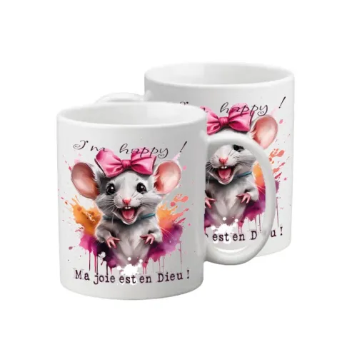 Tasse en plastique incassable pour enfants - "I'm Happy. Ma joie est en Dieu." Psaume 16.9
