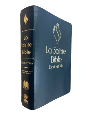 Bible Segond 1910 Esprit et Vie - cuir souple bleu, tranche or et onglets, en coffret
