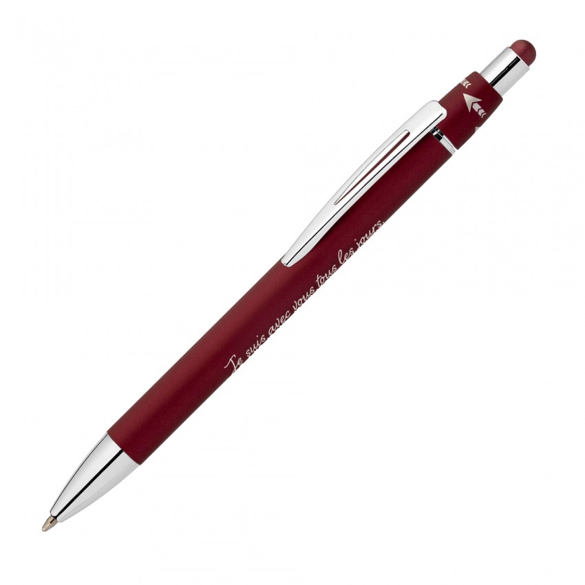 Stylo en métal aluminium avec fonction rotative "Je suis avec vous tous les jours" - Rouge, Bleu...