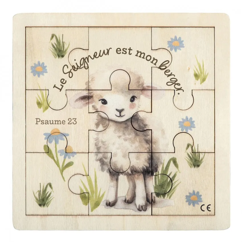 Puzzle en bois Mouton « Le Seigneur est mon berger » Psaume 23