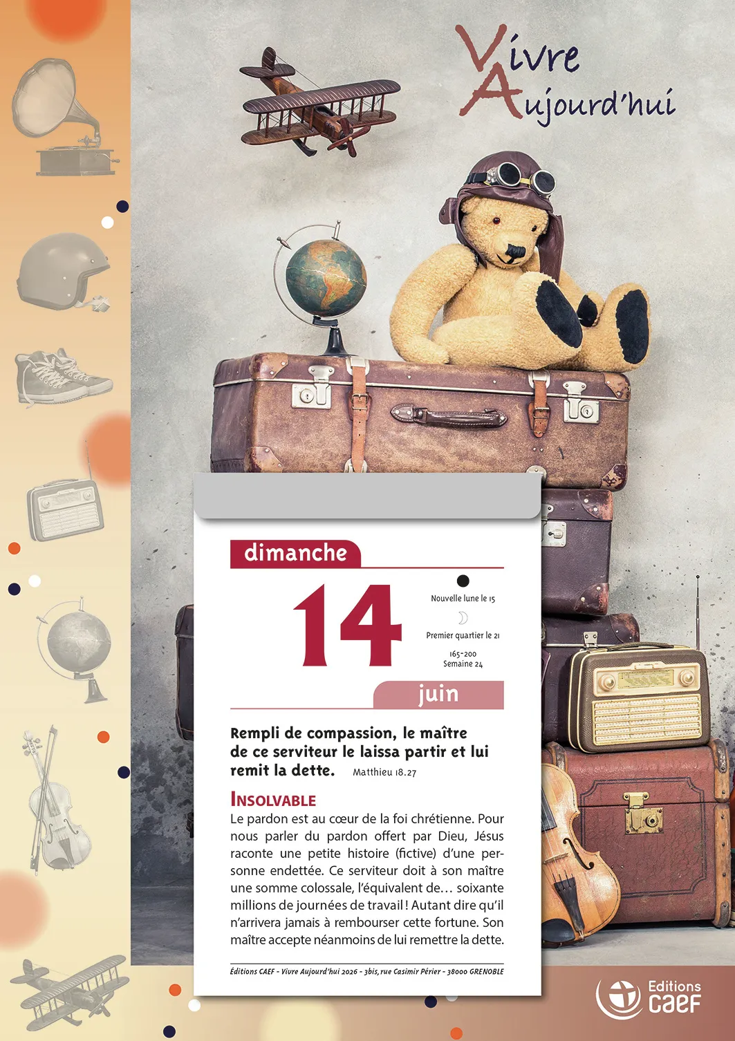 Vivre aujourd'hui - calendrier éphéméride, à suspendre et effeuiller, grande plaque