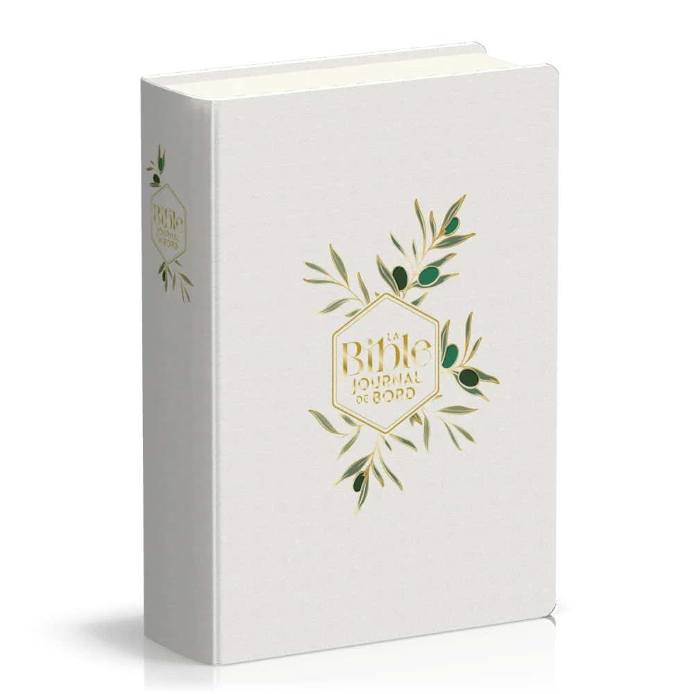 Bible Segond 21 Journal de bord -  couverture souple, toilée blanc avec motifs dorés