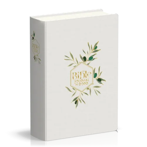 Bible Segond 21 Journal de bord -  couverture souple, toilée blanc avec motifs dorés