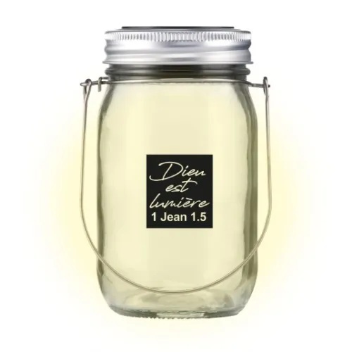 Lampe solaire en verre - "Dieu est lumière."