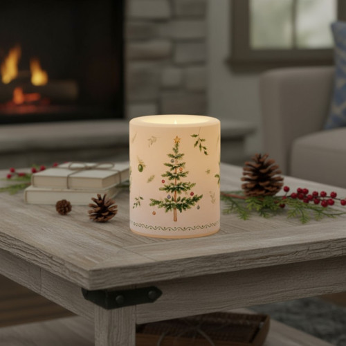 Bougie en cire et photophore sapin de Noël