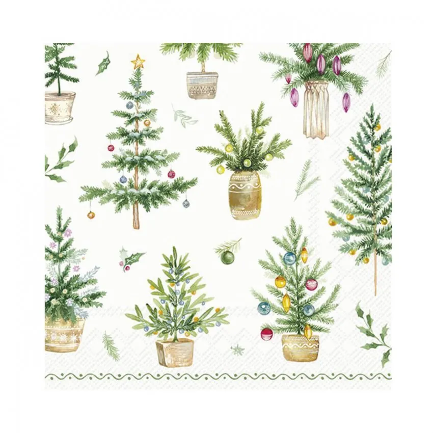 Pack de 20 serviettes sapins de Noël