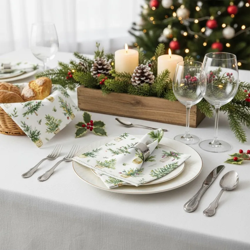 Pack de 20 serviettes sapins de Noël