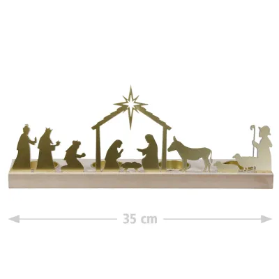 Bougeoir silhouette « Crèche » doré - photophore métal doré