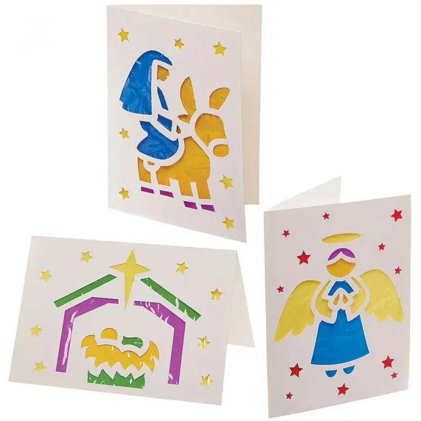 Kit de 6 cartes de la Nativité effet vitrail