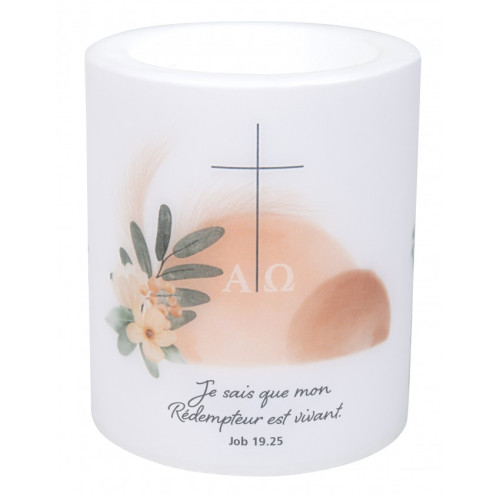 Bougie et photophore en cire « Mon Rédempteur est vivant »
