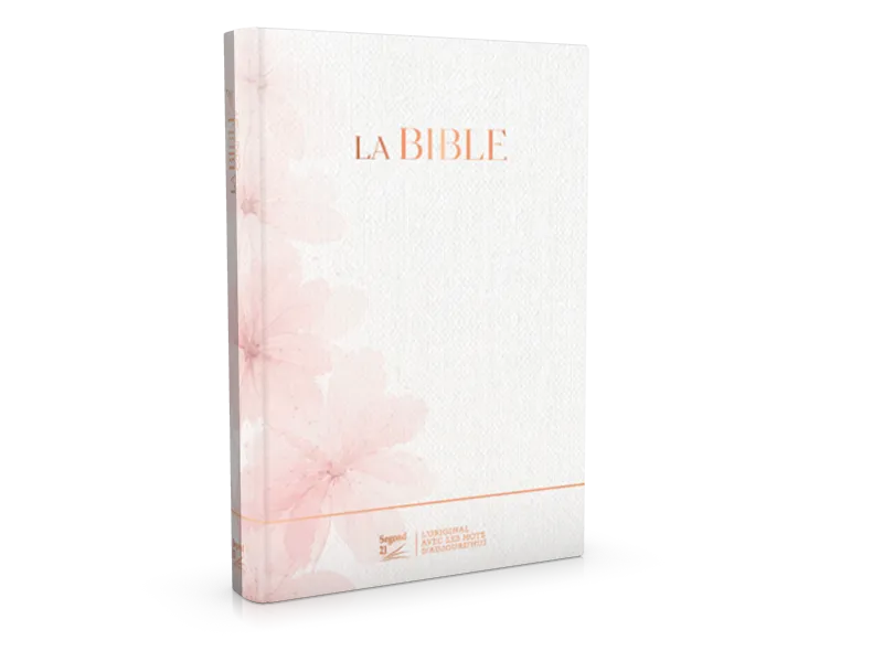 Bible S21 Confort, Souple en toile, fleurs roses, tranches or rose