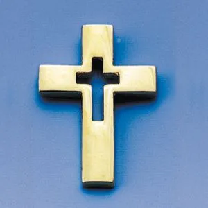 Pin's Croix évidée dorée 1,5 X 2 cm