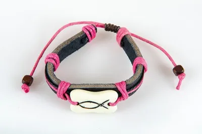 BRACELET CUIR ICHTUS BRUN 1CM