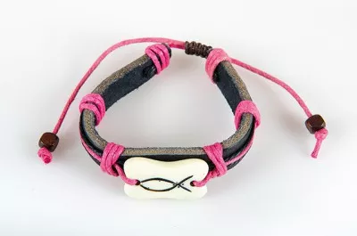 BRACELET CUIR ICHTUS BRUN 1CM