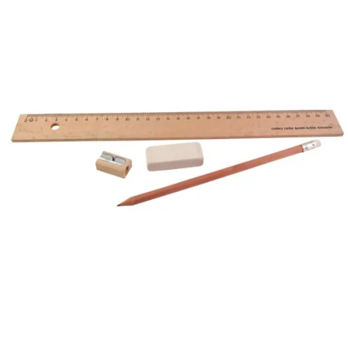 REGLE EN BOIS AVEC TAILLE CRAYON, CRAYON NOIR ET GOMME "L'AMOUR DE DIEU EST SANS LIMITE"