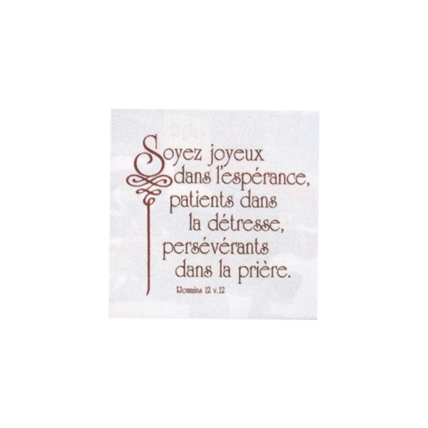 Céramique "Soyez joyeux dans l'espérance…" Romains 12.12 - Carré 20x20cm