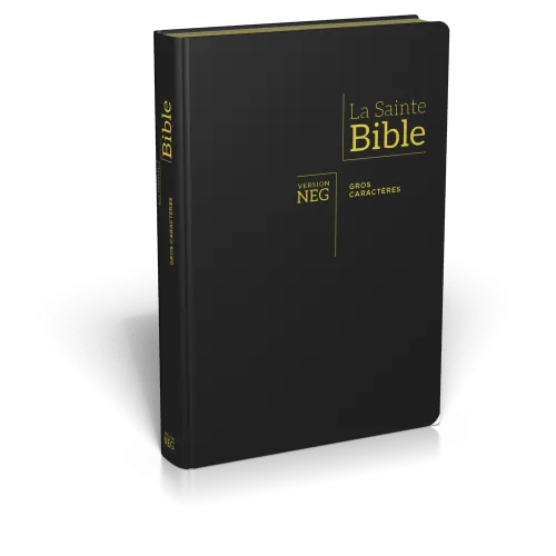 Bible Segond NEG, gros caractères, noire - Couverture souple, fibrocuir, tranche or, avec onglets