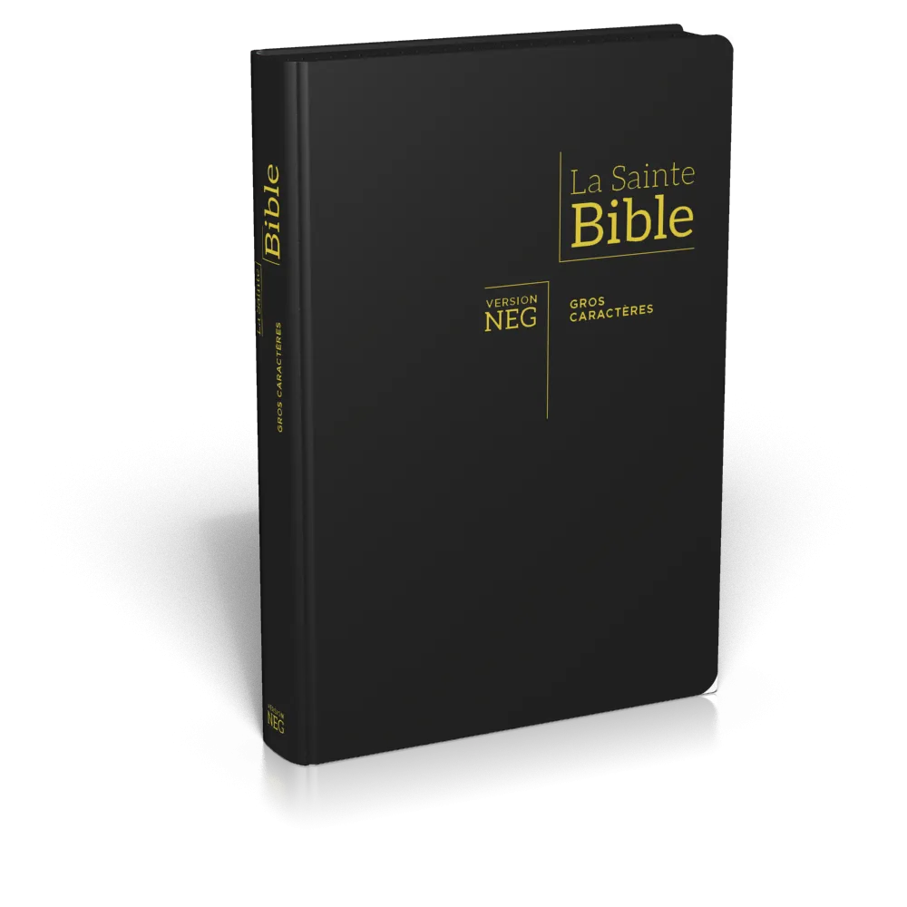 Bible Segond NEG, gros caractères, noire - Couverture souple, fibrocuir, tranche or, avec onglets...