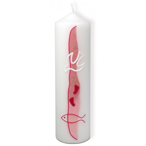 Bougie motif rose colombe, pas, poisson