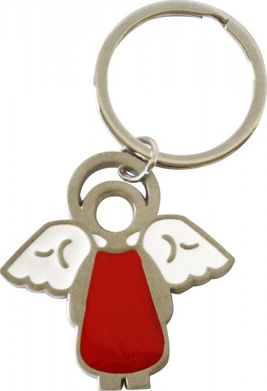 Porte-clés métal ange rouge