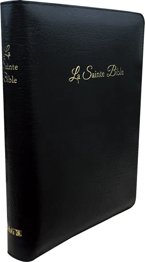 Bible Segond 1910, gros caractères, noire - couverture souple, avec zipper, tranche or, onglets