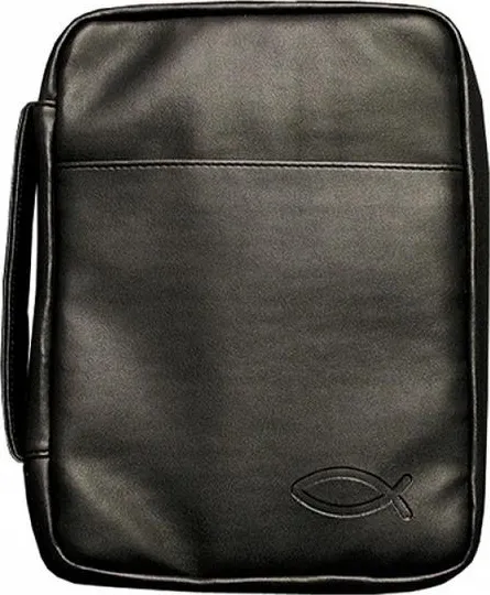 Pochette Bible L Ichtus simili cuir noir