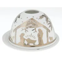 Bougeoir crèche doré - H 8cm - D 12 cm