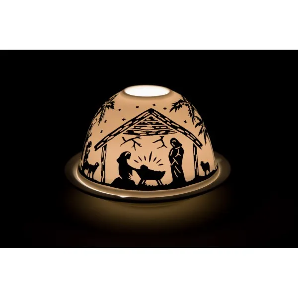 Bougeoir crèche doré - H 8cm - D 12 cm