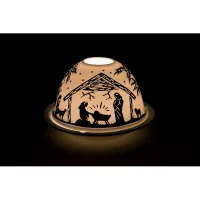 Bougeoir crèche doré - H 8cm - D 12 cm