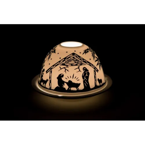 Bougeoir crèche doré - H 8cm - D 12 cm