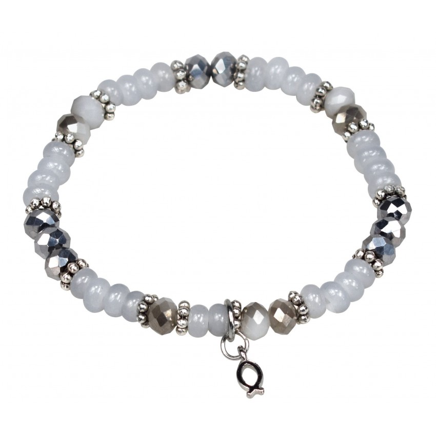 Bracelet de perles Ichtus blanc