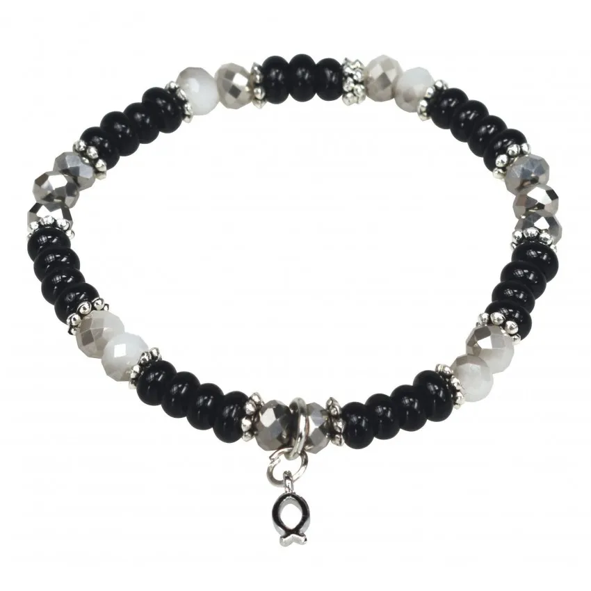 Bracelet de perles Ichtus noir