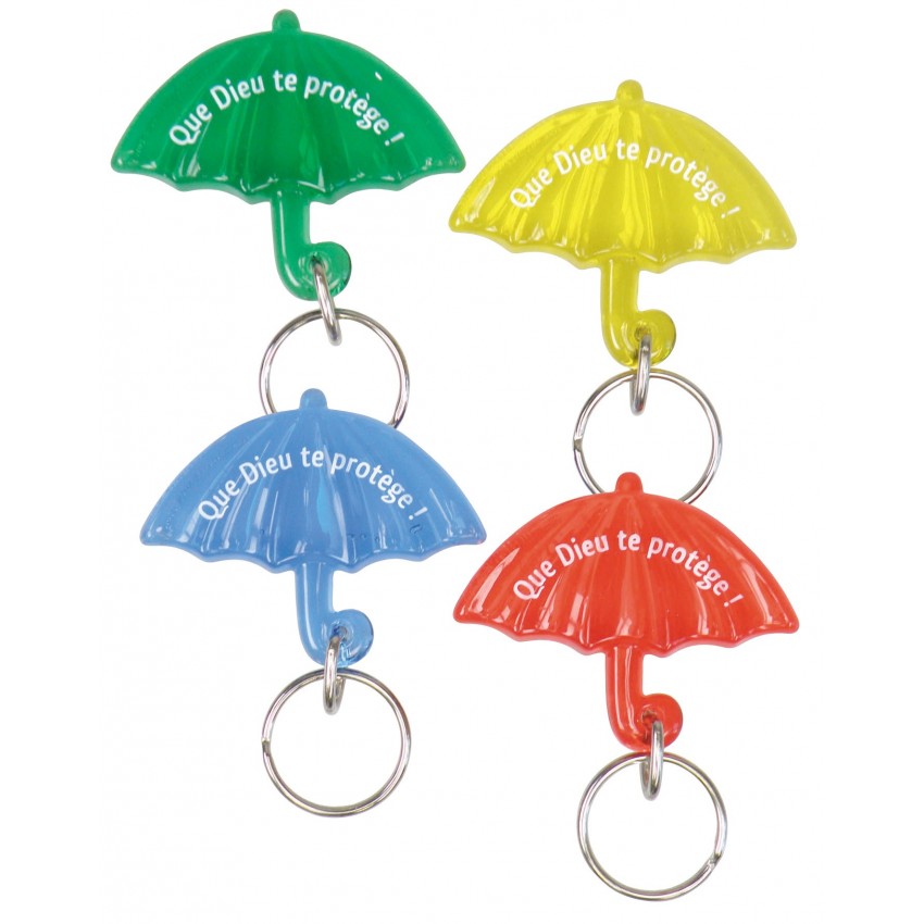 Porte-clés parapluie « Que Dieu te protège ! » - divers coloris