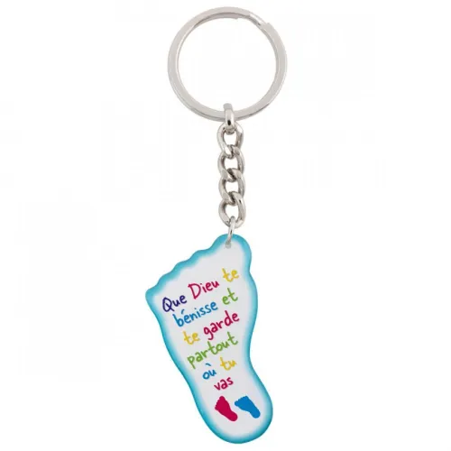 Porte-clé pied "Que Dieu te bénisse et […]"