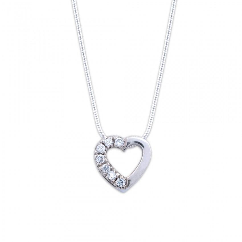 Collier "cœur" en argent et zirconium