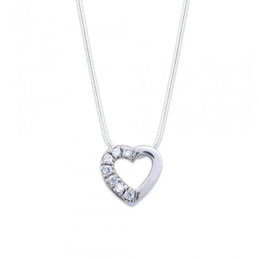 Collier "cœur" en argent et zirconium