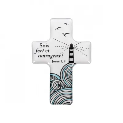 Magnet décoratif Croix "Sois fort et courageux"